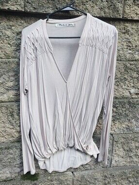 Michael Stars For Anthropologie Draped Wrap Top long-sleeve surplice top Small